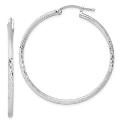 2mm Polished Satin Diamond-Cut Hoop Earrings Sterling Silver QE4421SP, MPN: QE4421SP,