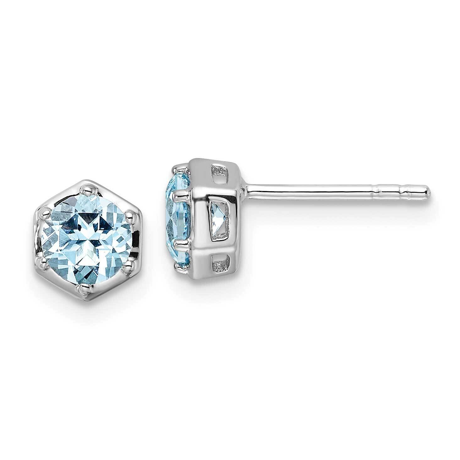 Polished Sky Blue Topaz Post Earrings Sterling Silver Rhodium-Plated QE17769BT, MPN: QE17769BT,