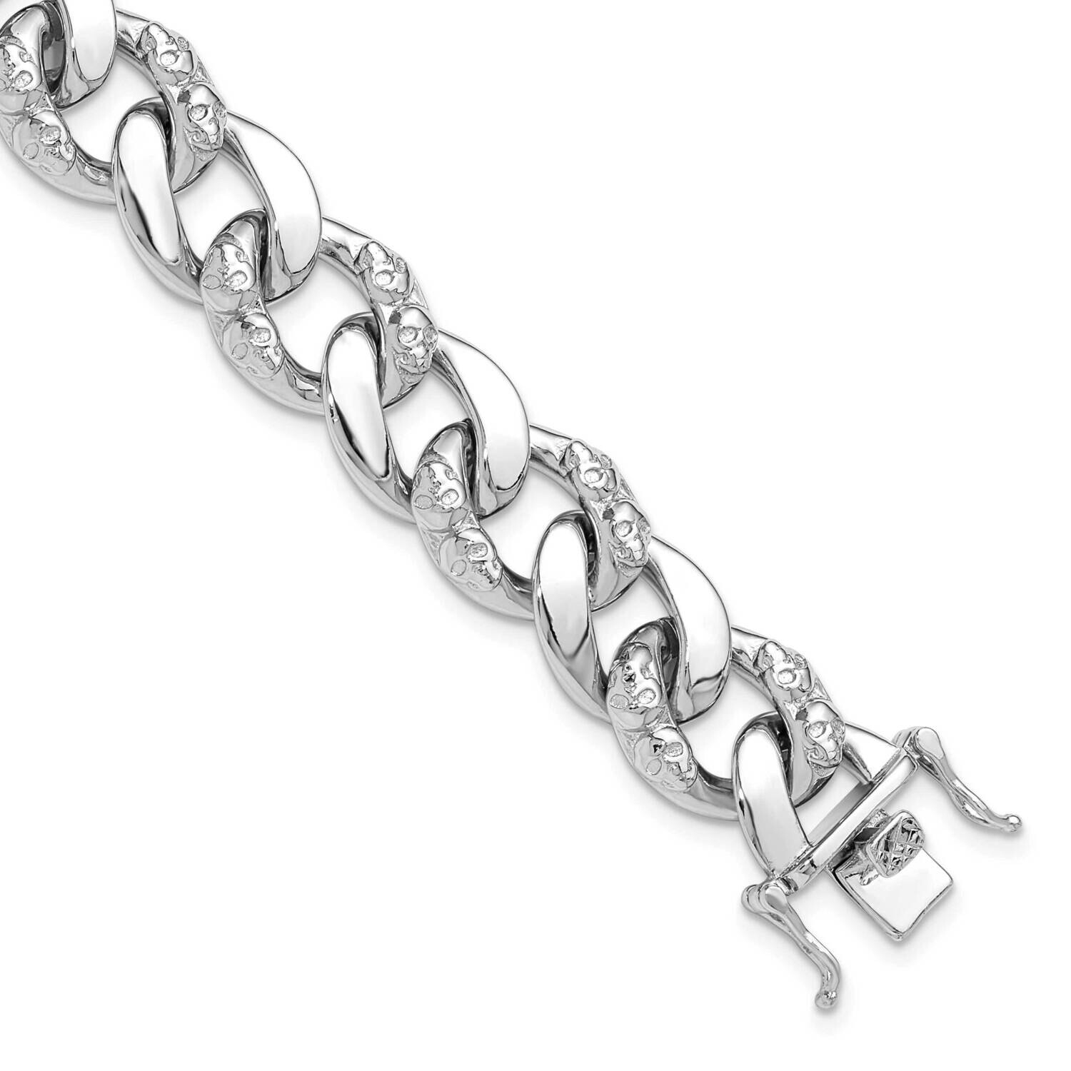 12mm Skull Curb Link 8.25 Inch Bracelet Sterling Silver Rhodium-Plated QG6394-8.25, MPN: QG6394-8.2…