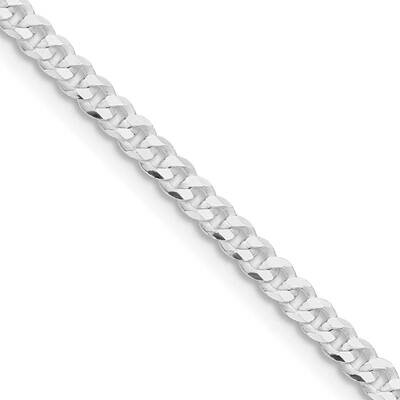 3.15mm Flat Curb Chain 26 Inch Sterling Silver Rhodium-Plated QLB080R-26, MPN: QLB080R-26,