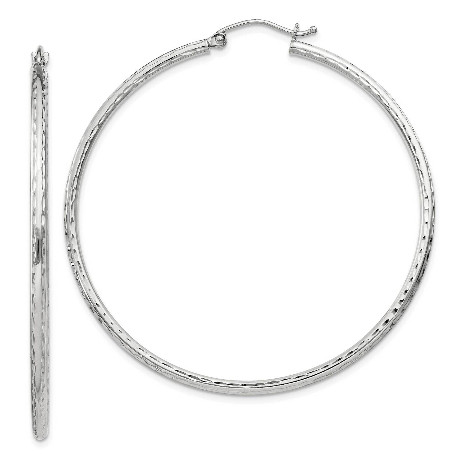2mm Diamond Cut Hoop Earrings Sterling Silver QE4466SP, MPN: QE4466SP,