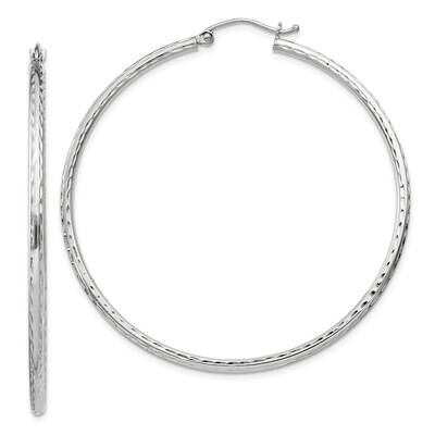 2mm Diamond Cut Hoop Earrings Sterling Silver QE4466SP, MPN: QE4466SP,