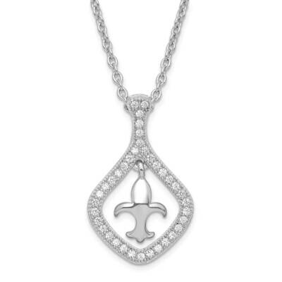 &amp; CZ Brilliant Embers Fleur De Lis 2 Inch Extension Necklace Sterling Silver QMP673-18, MPN: QMP673…
