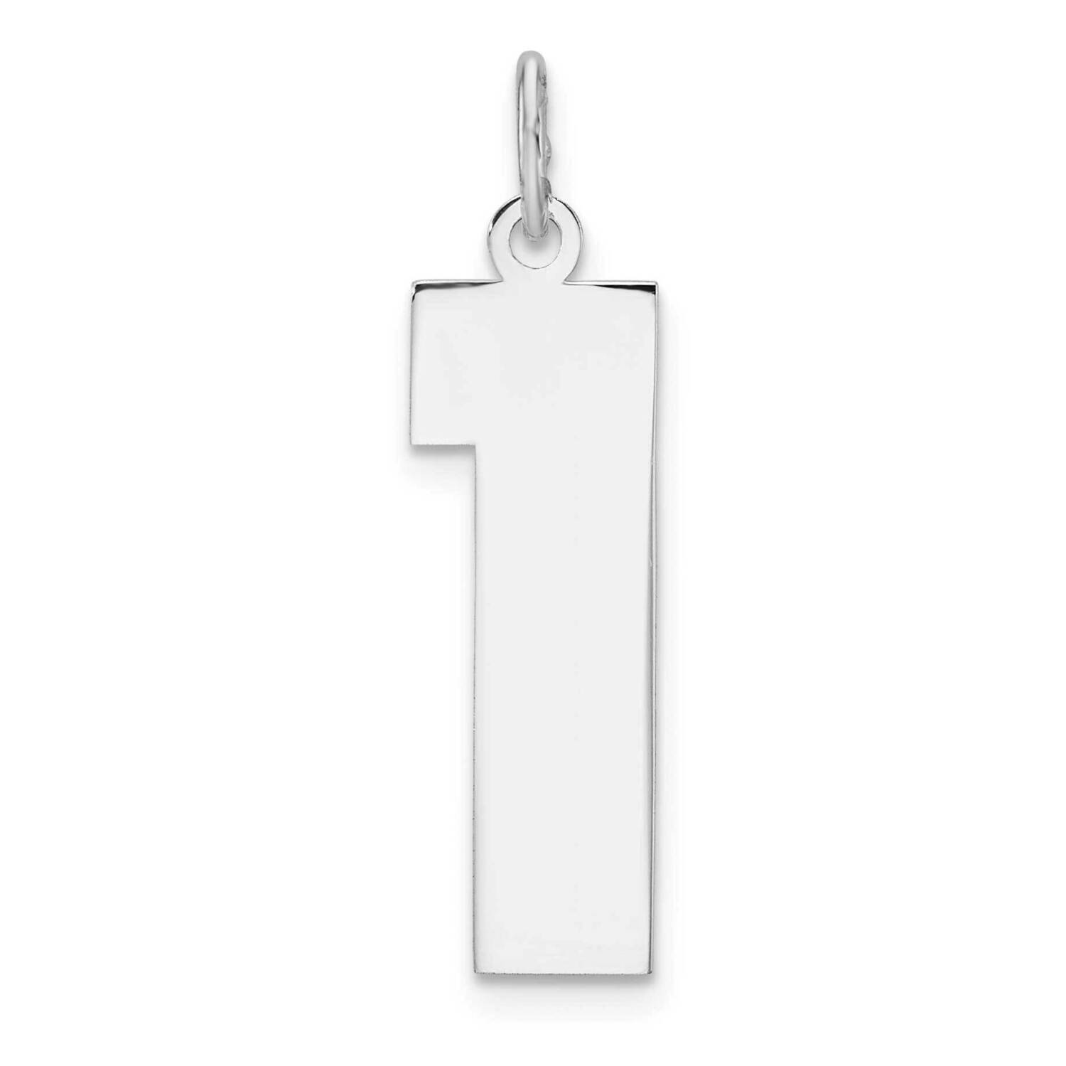 Polished Number 1 Charm Sterling Silver Rhodium-Plated QPXL01, MPN: QPXL01,