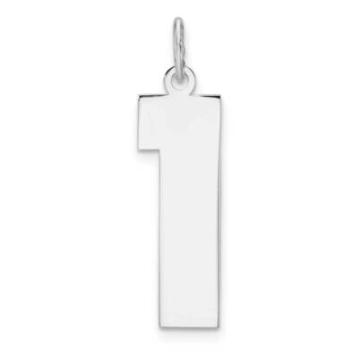 Polished Number 1 Charm Sterling Silver Rhodium-Plated QPXL01, MPN: QPXL01,