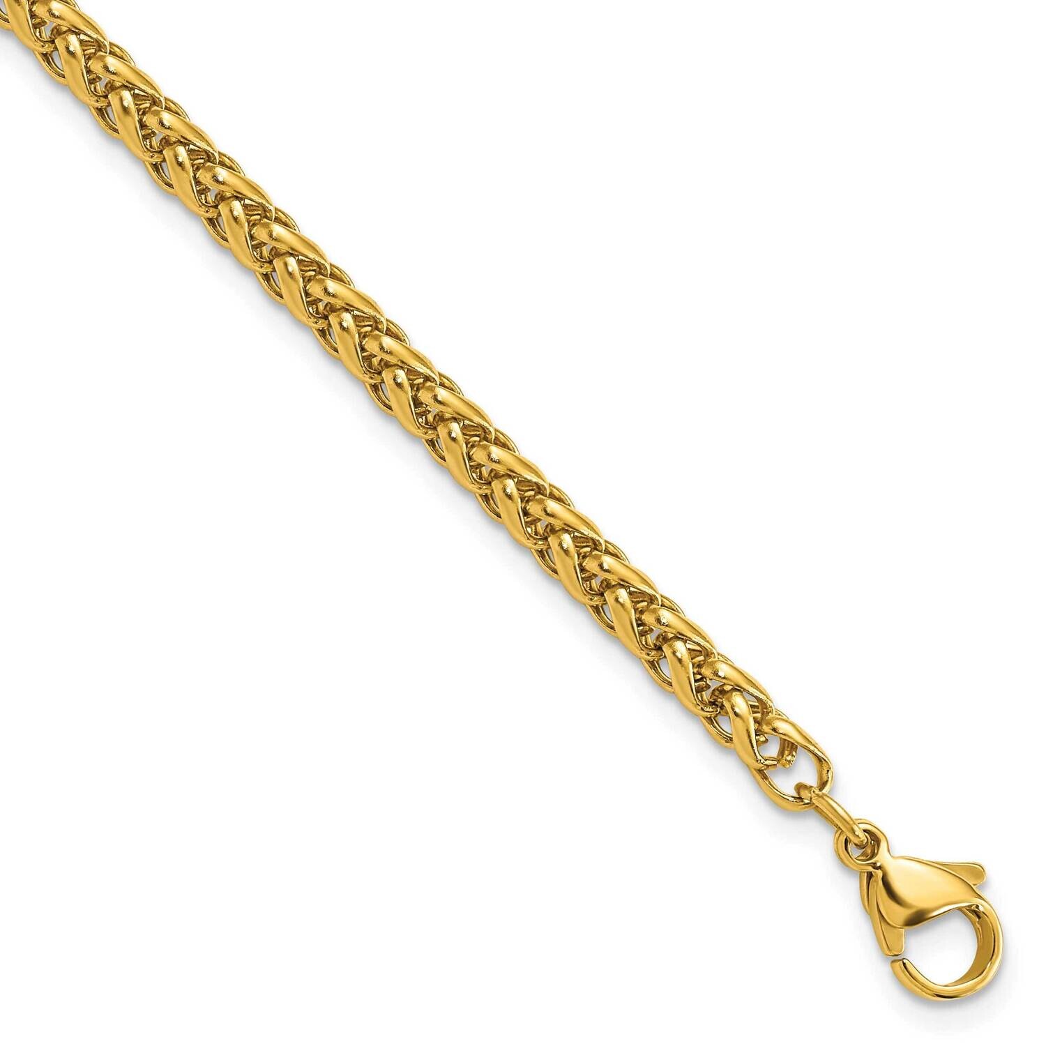 Chisel Polished Yellow Ip-Plated 4mm 8.5 Inch Spiga Chain Bracelet Stainless Steel SRB3044-8.5