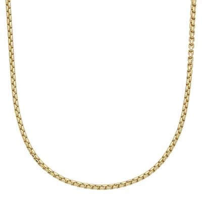 &amp; Diamond-Cut 2.4mm Hollow Round Box 24 Inch Chain 14k Polished Gold RWN1632-24, MPN: RWN1632-24,