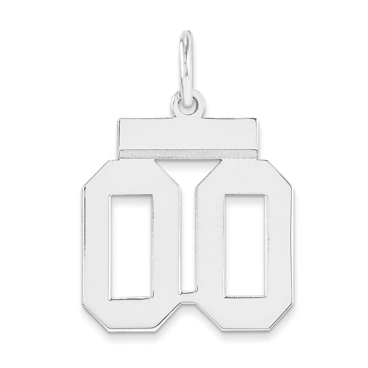 Small Polished Number Double 00 Top Sterling Silver Rhodium-Plated QSS00T