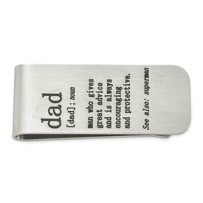 Chisel Brushed Lasered Dad Money Clip Stainless Steel SRM226 by Men&#39;s Jewelry and Accessories, MPN:…