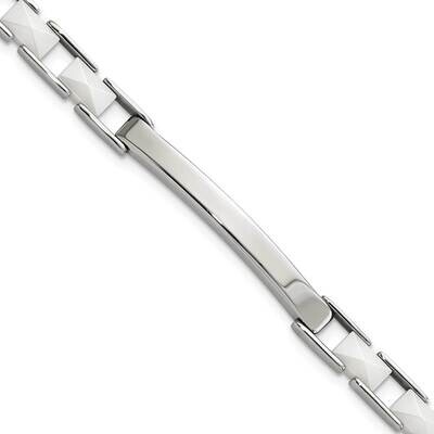 &amp; White Ceramic Bar Bracelet 7.5 Inch Stainless Steel SRB945-7.5 by Chisel, MPN: SRB945-7.5, 191101…