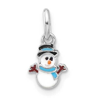 Rh-Plated Multicolor Enamel Snowman Children&#39;s Pendant Sterling Silver QP5856, MPN: QP5856,