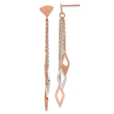 Polished Rose Ip-Plated Post Dangle Earrings Stainless Steel SRE1587R by Chisel, MPN: SRE1587R,