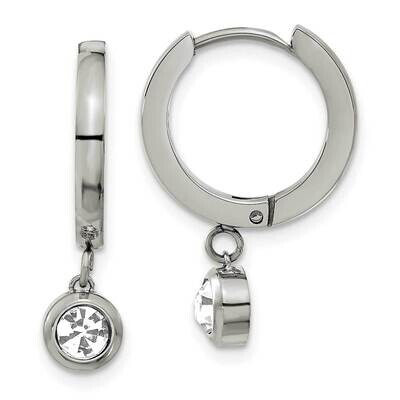 Chisel Polished CZ Dangle Hoop Earrings Stainless Steel SRE1624 by Chisel, MPN: SRE1624, 8839577500…