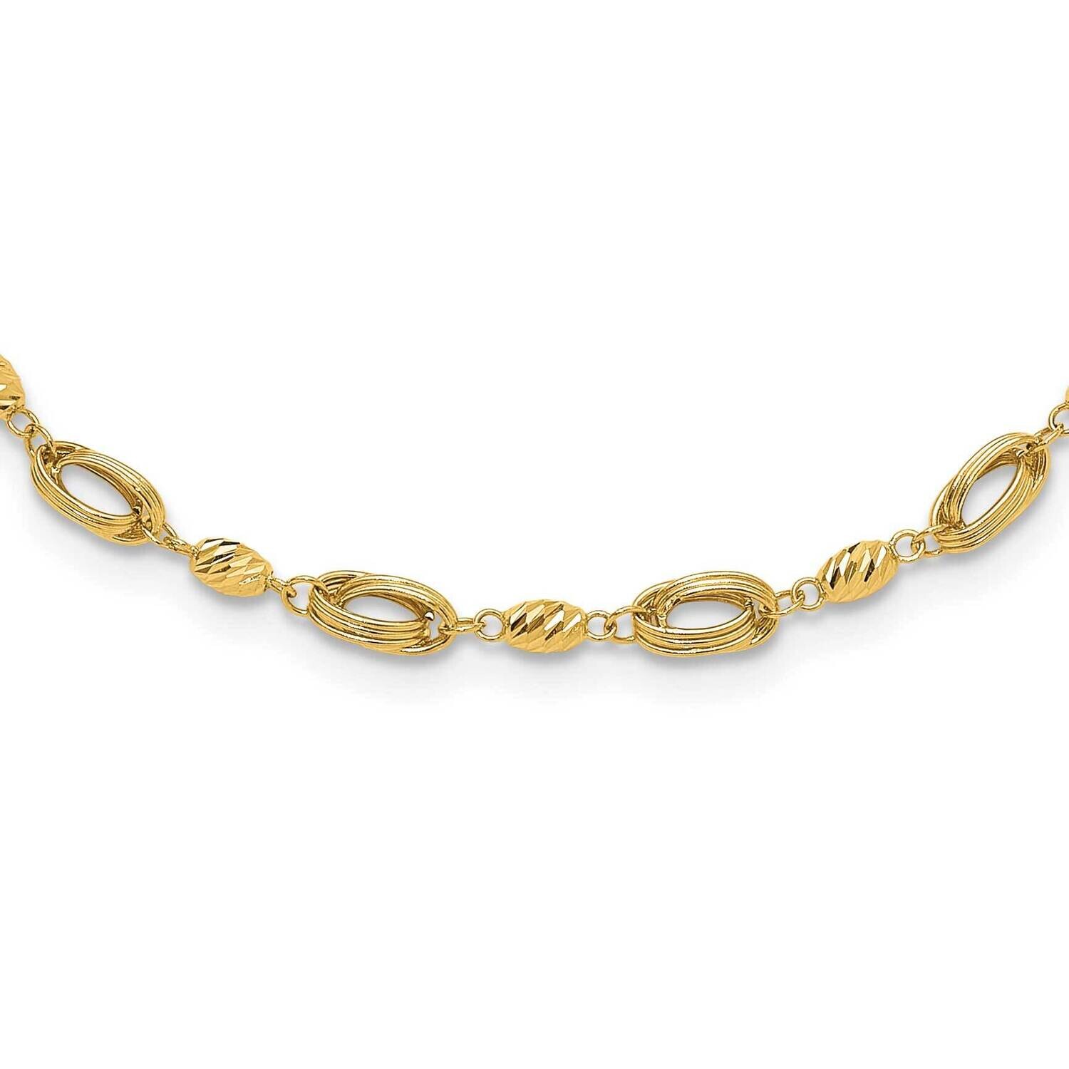 Diamond-Cut Beaded Fancy Link Necklace 14k Polished Gold SF3004-17.25, MPN: SF3004-17.25,