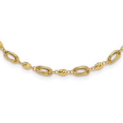 Diamond-Cut Beaded Fancy Link Necklace 14k Polished Gold SF3004-17.25, MPN: SF3004-17.25,