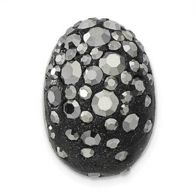 Rhodium Black Clay &amp; Preciosa Crystal Chain Slide Pendant Sterling Silver QP4027, MPN: QP4027,