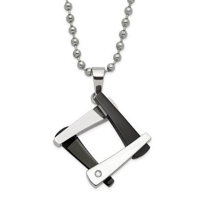 &amp; Black Ip-Plated Amour CZ Necklace Stainless Steel SRN1136-20 by Chisel, MPN: SRN1136-20, 19110100…