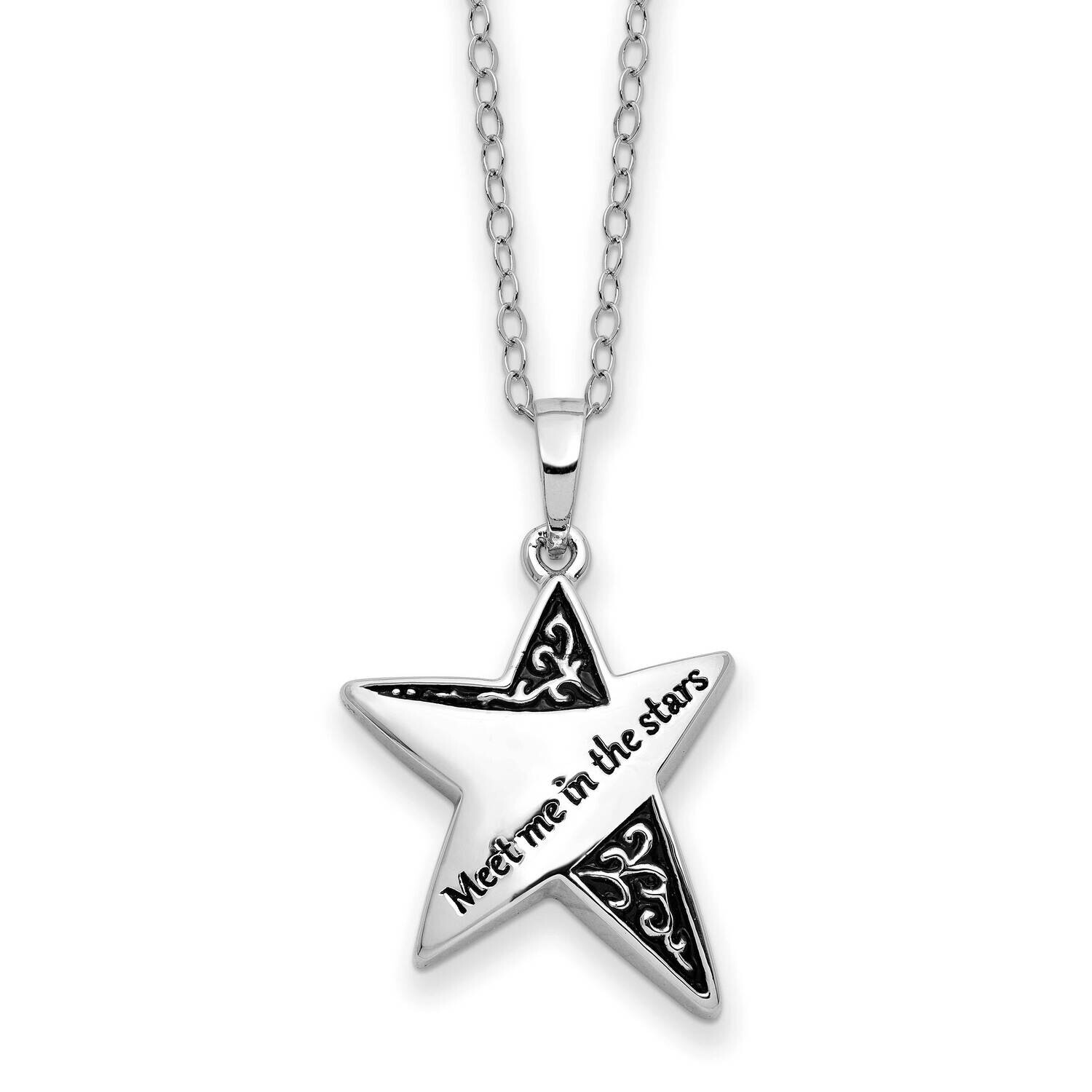 Sentimental Expressions Antiqued Meet Me In The Stars 18 Inch Ash Holder Necklace Sterling Silver Rhodium-Plated QSX772