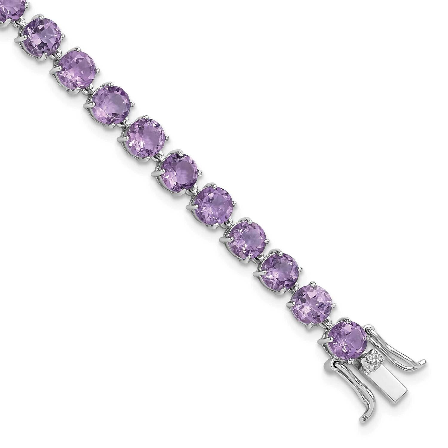 5mm Amethyst 7.5 Inch Bracelet Sterling Silver Rhodium-Plated QX992AM, MPN: QX992AM,