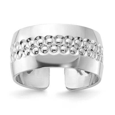 Rhodium Plated Textured Adjustable Ring Sterling Silver QR7524, MPN: QR7524,