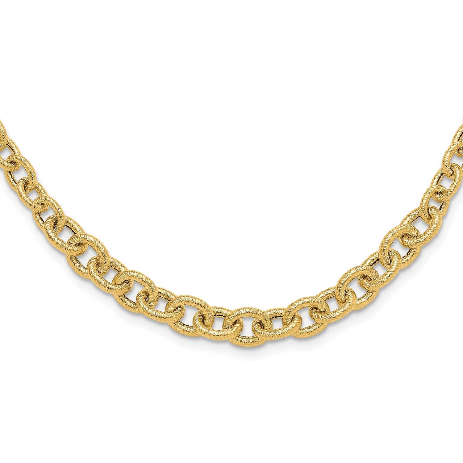 Textured Graduated Fancy Link Necklace 14k Gold SF2971-17.5, MPN: SF2971-17.5,