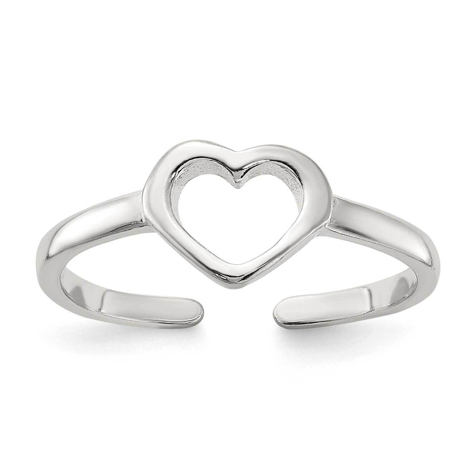 Heart Toe Ring Sterling Silver Polished QR7456, MPN: QR7456,