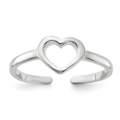 Heart Toe Ring Sterling Silver Polished QR7456, MPN: QR7456,