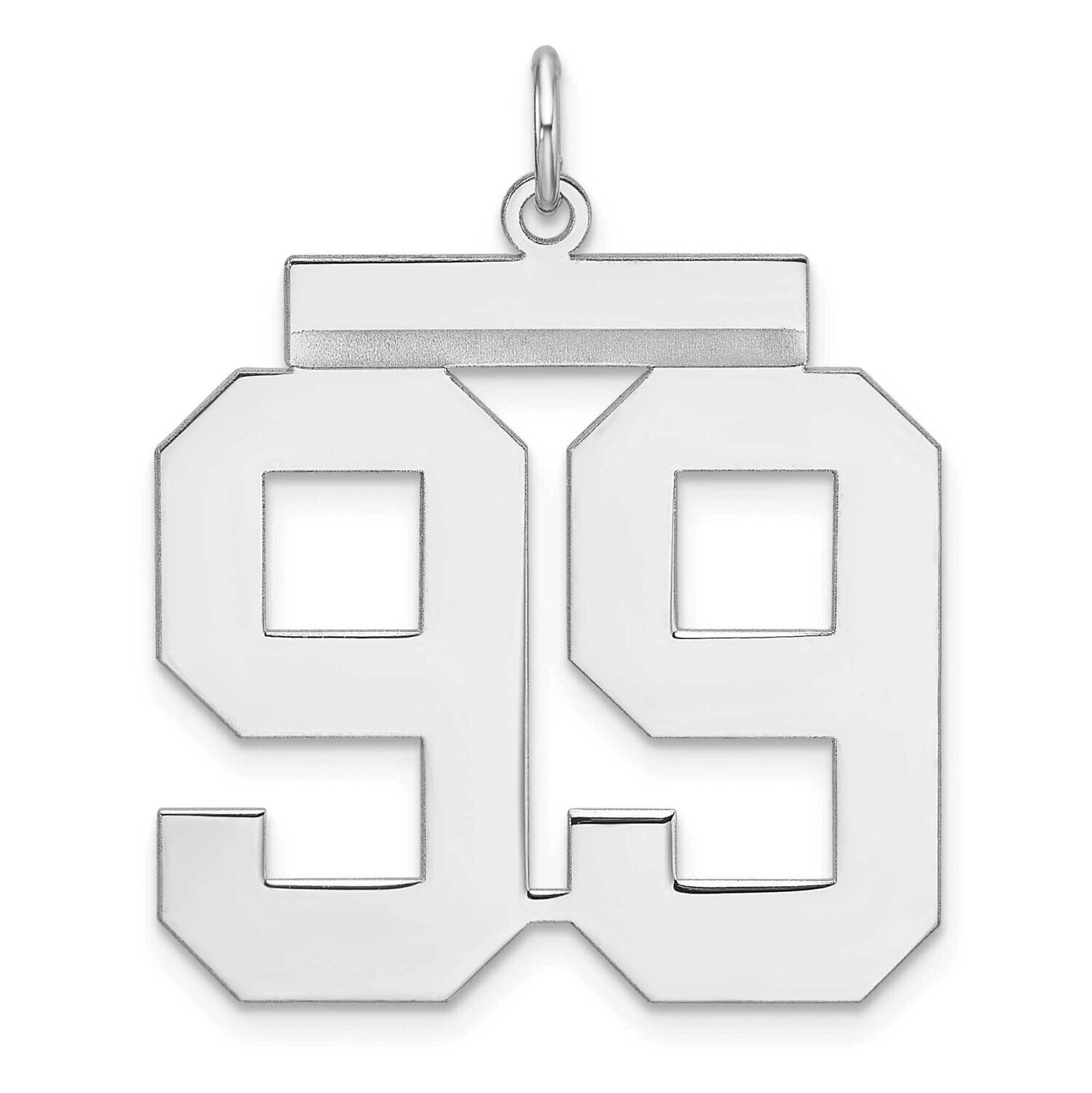 Polished Number 99 Charm Sterling Silver Rhodium-Plated QPXL99, MPN: QPXL99,