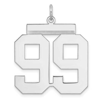 Polished Number 99 Charm Sterling Silver Rhodium-Plated QPXL99, MPN: QPXL99,