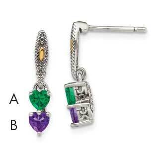 2-Stone Mother&#39;s Earring Mounting Sterling Silver Antiqued 14k QME16/2, MPN: QME16/2,