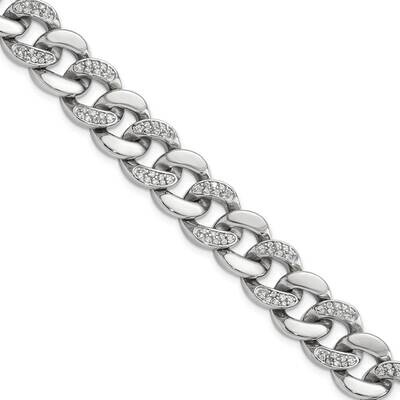 Chisel Polished CZ 8 Inch Curb Link Bracelet Stainless Steel SRB3072-8 by Chisel, MPN: SRB3072-8, 8…