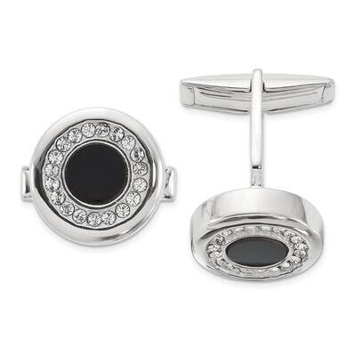 Round Onyx Crystal Cuff Links Sterling Silver QQ647 by Men&#39;s Jewelry and Accessories, MPN: QQ647,