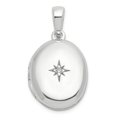 E-Coated CZ 18.5mm Oval Locket Sterling Silver QLS1163, MPN: QLS1163,