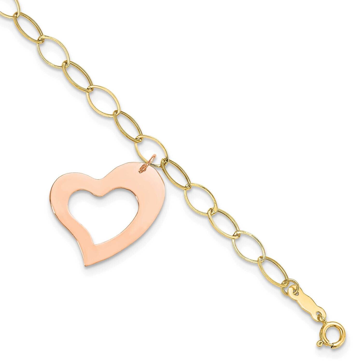 Yg Rose Gold Heart Dangle Bracelet 7.25 Inch 14k Gold SF1856Y/R-7.25, MPN: SF1856Y/R-7.25,