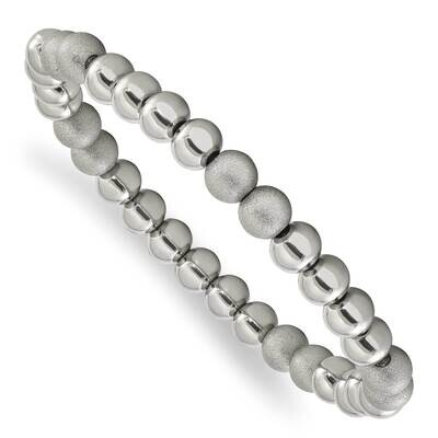 Chisel Polished Laser-Cut 8mm Beaded Stretch Bracelet 8.25 Inch Stainless Steel SRB3100 by Chisel, …