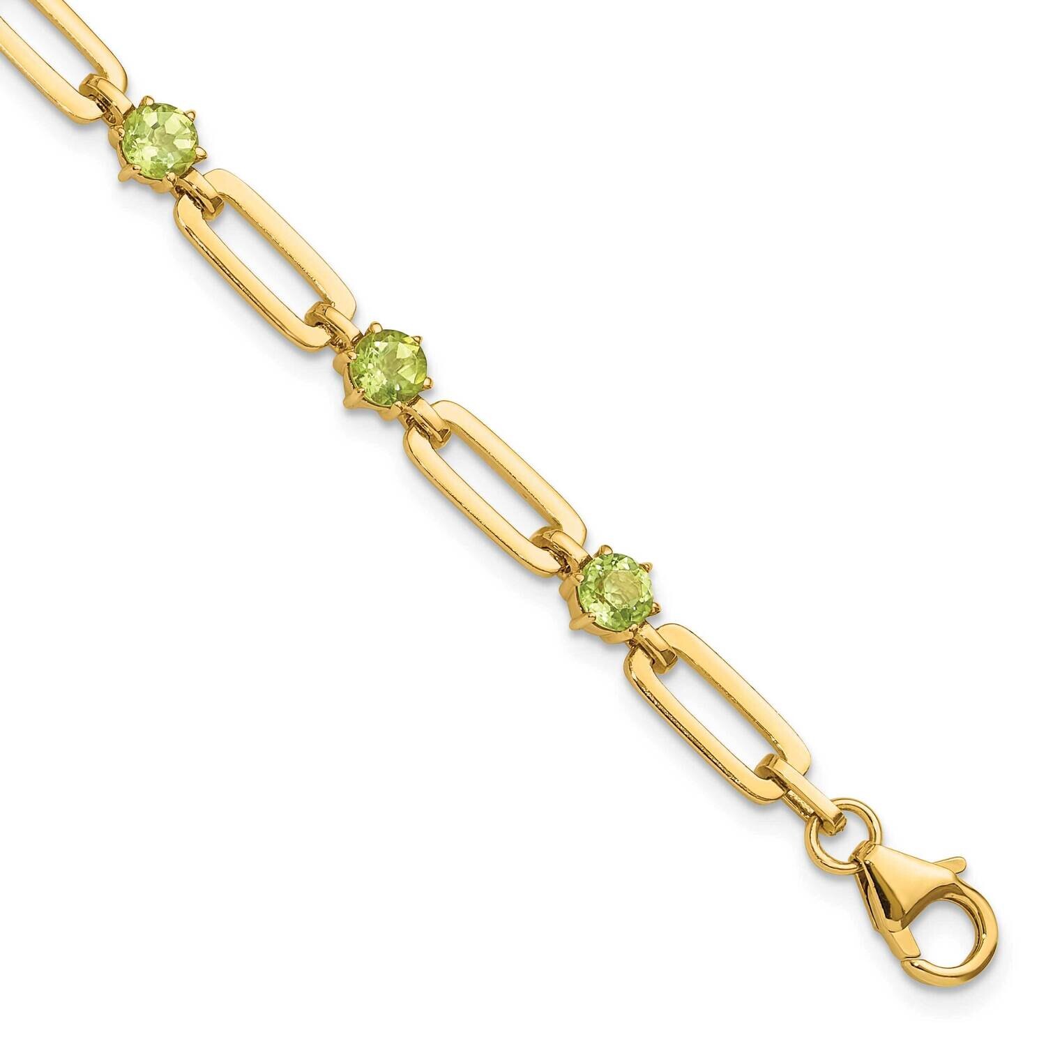 Gold-Tone 5mm 3.6Pe Peridot Paperclip Chain Bracelet 7.5 Inch Sterling Silver QX993PE, MPN: QX993PE,
