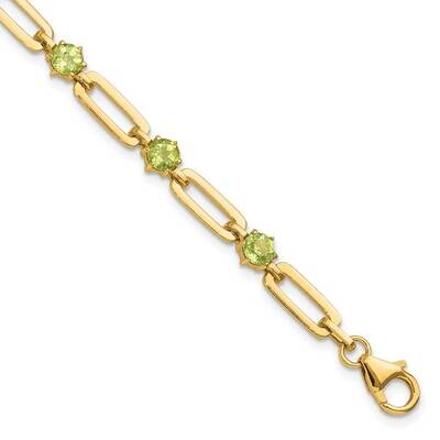 Gold-Tone 5mm 3.6Pe Peridot Paperclip Chain Bracelet 7.5 Inch Sterling Silver QX993PE, MPN: QX993PE,