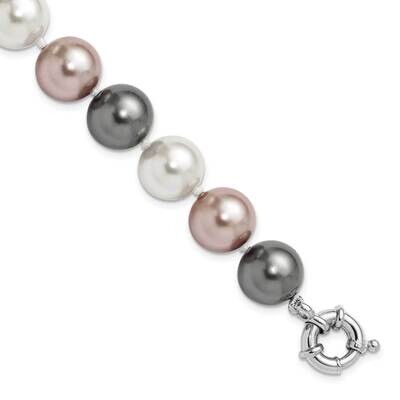 Sterling S Majestik Rh-Pl 12-13mm Black White Grey Imit Shell Pearl Bracelet 8 Inch QMJB140MX-8, MP…