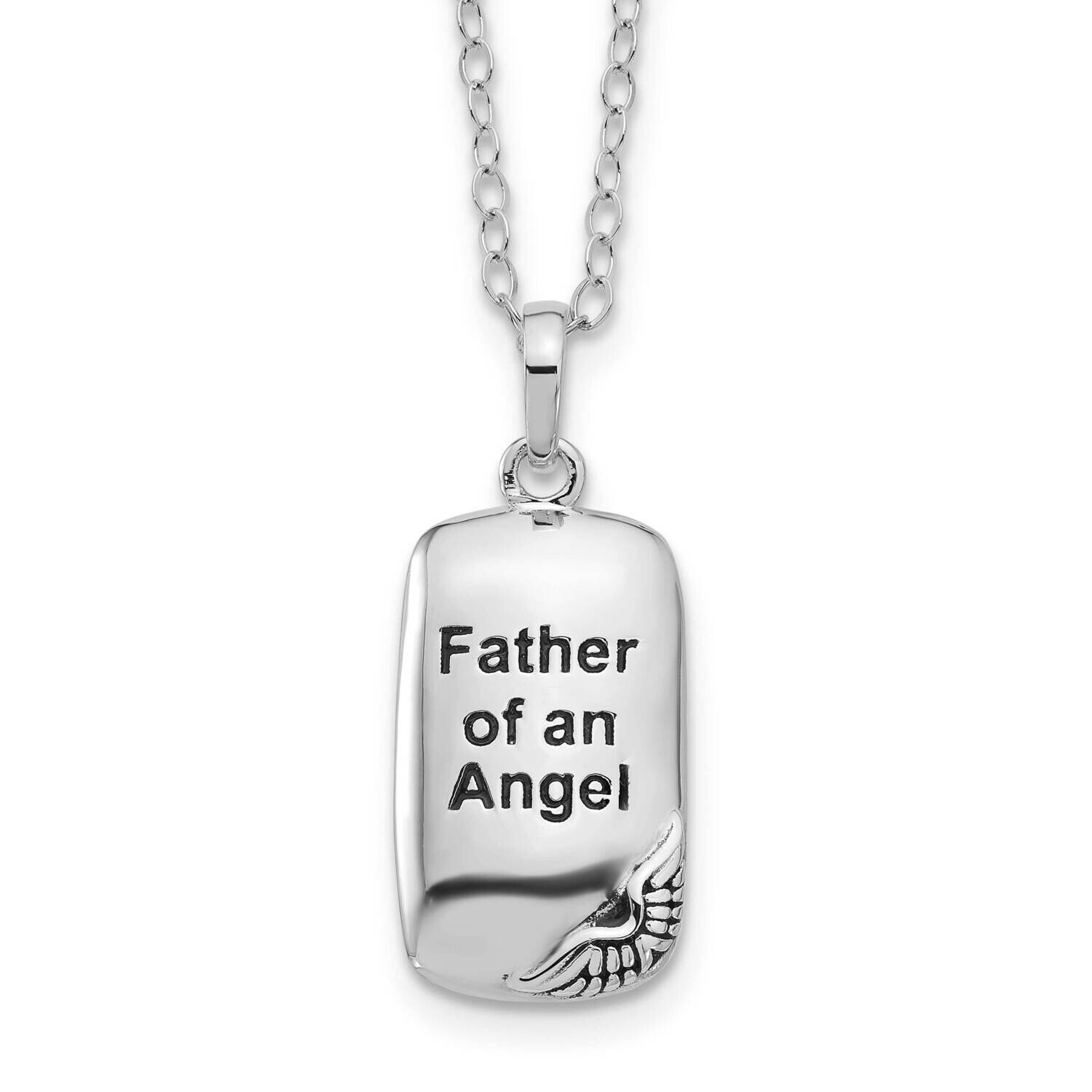 Sentimental Expressions Antiqued Father Of An Angel Ash Holder 18 Inch Necklace Sterling Silver Rhodium-Plated QSX770