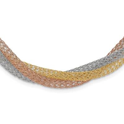 Yellow &amp; Rose Ip-Plated Twisted Mesh Necklace Stainless Steel SRN1680-18 by Chisel, MPN: SRN1680-18…