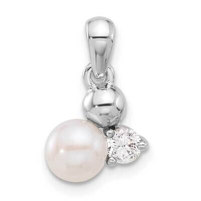 CZ Fwc Pearl Pendant Sterling Silver Rhodium-Plated QP5815, MPN: QP5815,