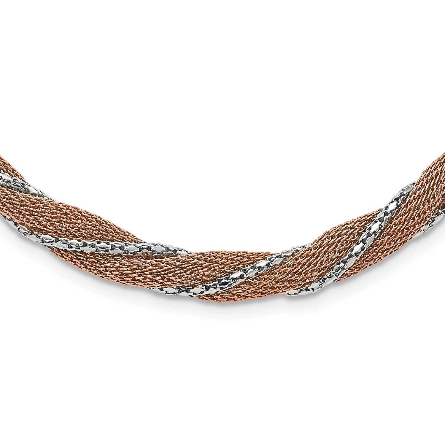 Polished Rose Ip-Plated Twisted Mesh Necklace Stainless Steel SRN1677-18 by Chisel, MPN: SRN1677-18…