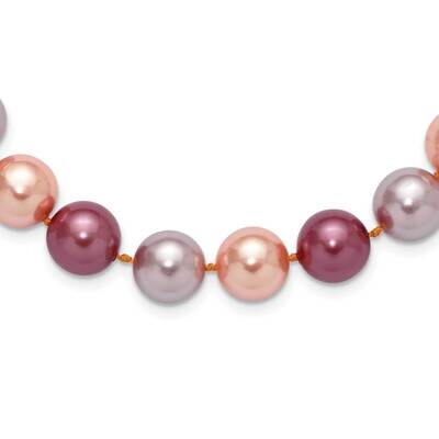 Majestik Rh-Pl 12-13mm Pink Purple Grey Imit Shell Pearl Necklace Sterling Silver QMJN141MX-18.5, M…
