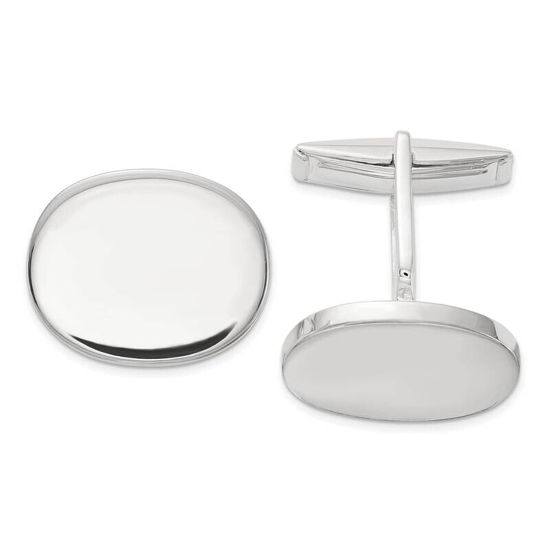 Oval Cuff Links Sterling Silver Polished QQ629