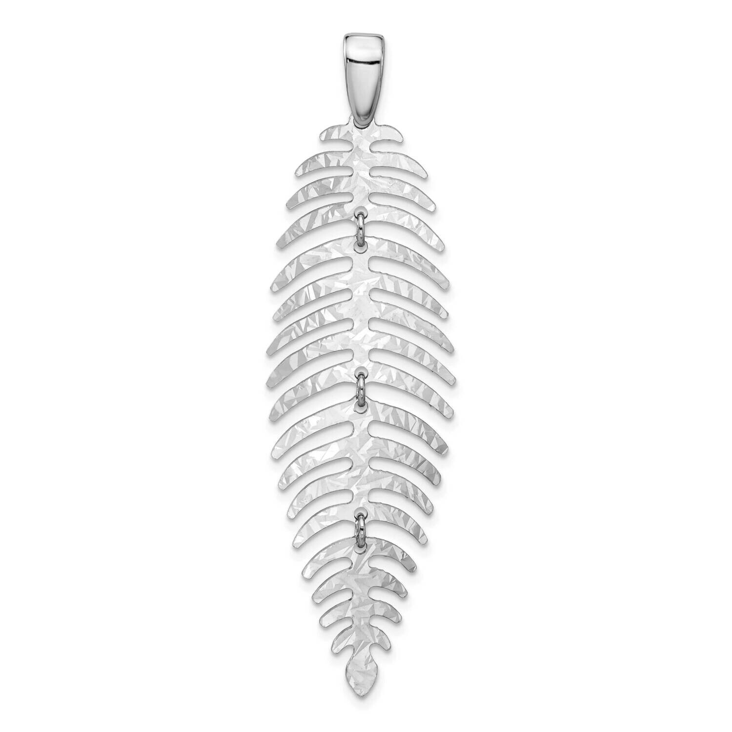 Rhodium Plated Polished Moveable Leaf Pendant Sterling Silver QP5804, MPN: QP5804,