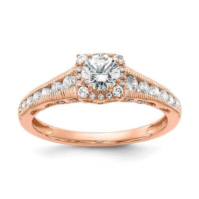 Diamond Si1/Si2 G H I Fancy Halo Complete Engagement Ring 14k Rose Gold RM5897E-040-CRLG, MPN: RM58…