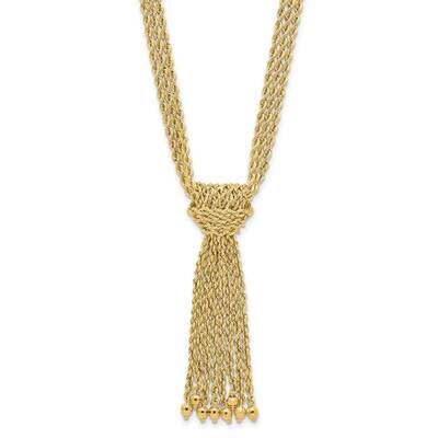 Diamond-Cut Multi-StrRope Drop Knot Beads Necklace 14k Polished Gold SF3040-18, MPN: SF3040-18,