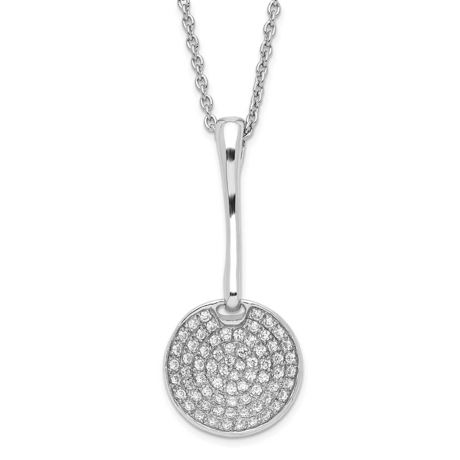 Brilliant Embers CZ Circle 2 Inch Extension Necklace Sterling Silver Polished QMP233-18