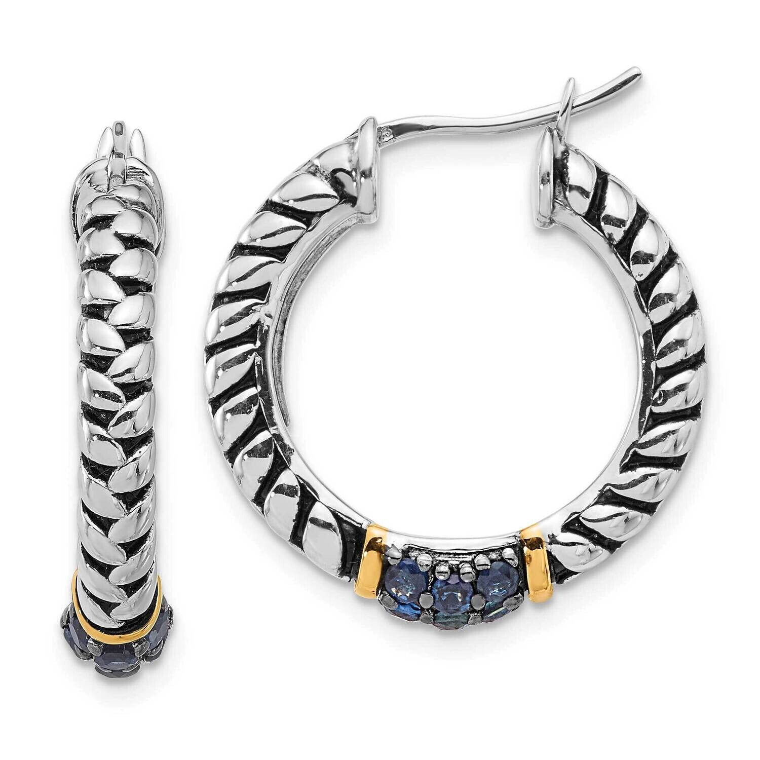 Shey Couture 14K Accent Sapphire Hoop Earrings Sterling Silver Rhodium-Plated QTC1815, MPN: QTC1815,