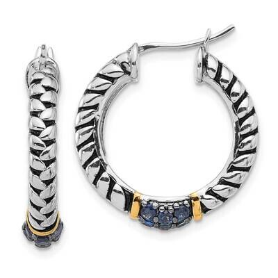 Shey Couture 14K Accent Sapphire Hoop Earrings Sterling Silver Rhodium-Plated QTC1815, MPN: QTC1815,